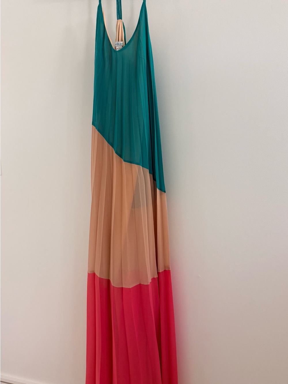 charlie jade Teal, Peach & Coral Colorblock Maxi Dress